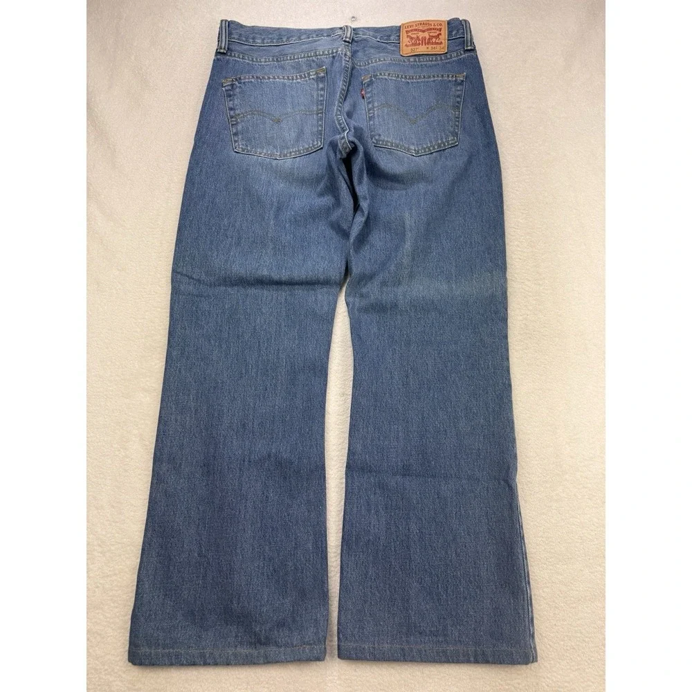 Levis 527 Jeans Men 34x34 (34x29) Blue Slim‎ Boot Distressed Denim - Altered!!